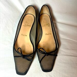 Christian Louboutin Fishnet Black Flats - Size 38 US 7.5 - GOOD USED